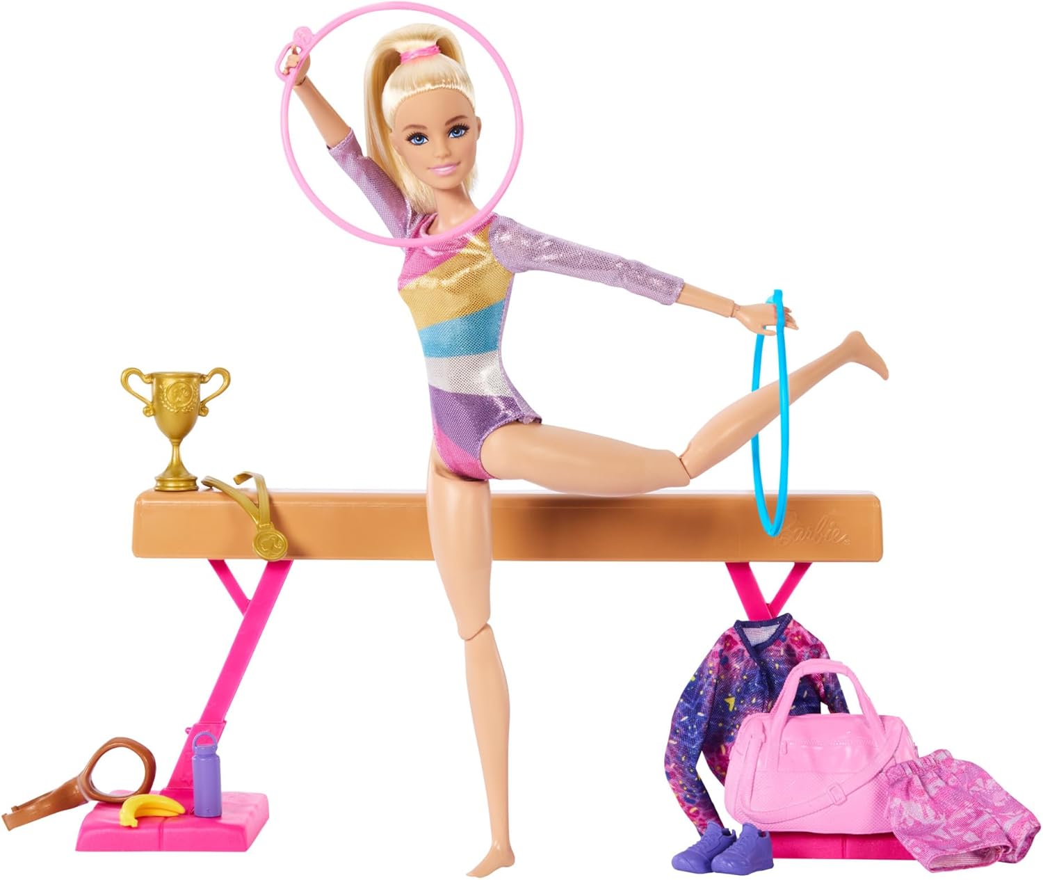 Barbie coffret de gymnastique HRG52 avec poupée blonde et accessoires