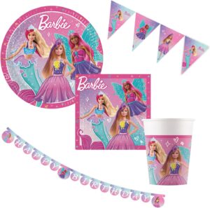 Set de fête Barbie Fantasy Procos avec vaisselle et guirlandes