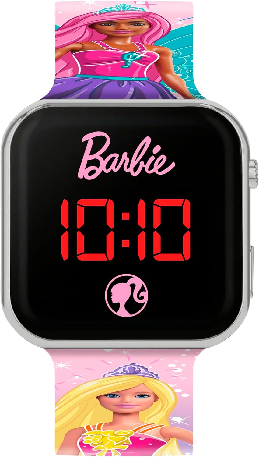 Montre LED Barbie à bracelet multicolore imprimé