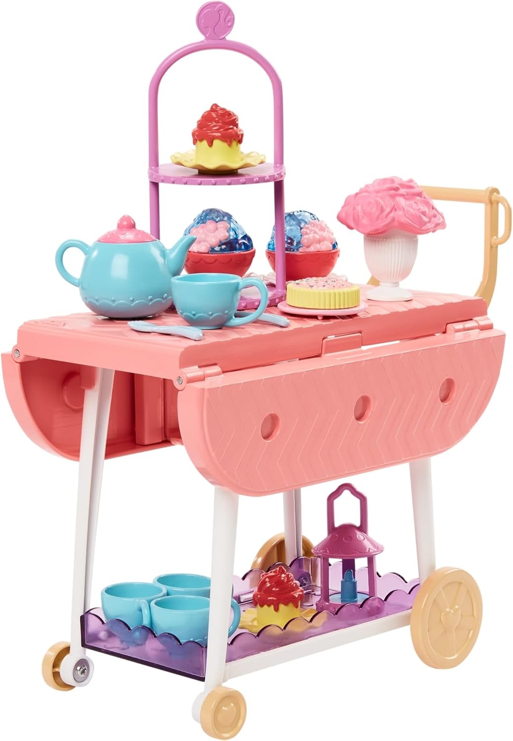 Ma Première Barbie, coffret Heure du Goûter jeu de thé avec chariot de desserts, 18 accessoires et 2 peluches HMM65 – Image 4