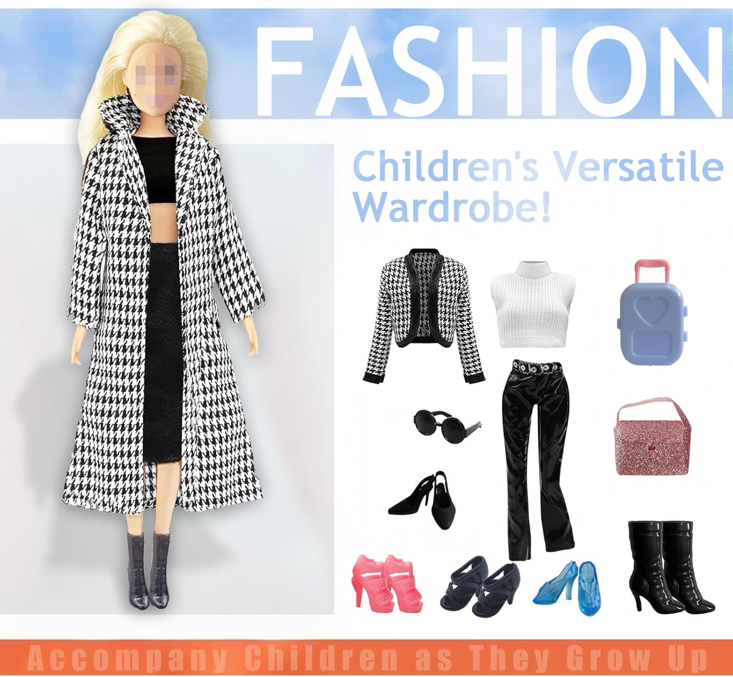 Ensemble Barbie compatible hiver avec valise, sac à main et 6 paires de chaussures – Image 2