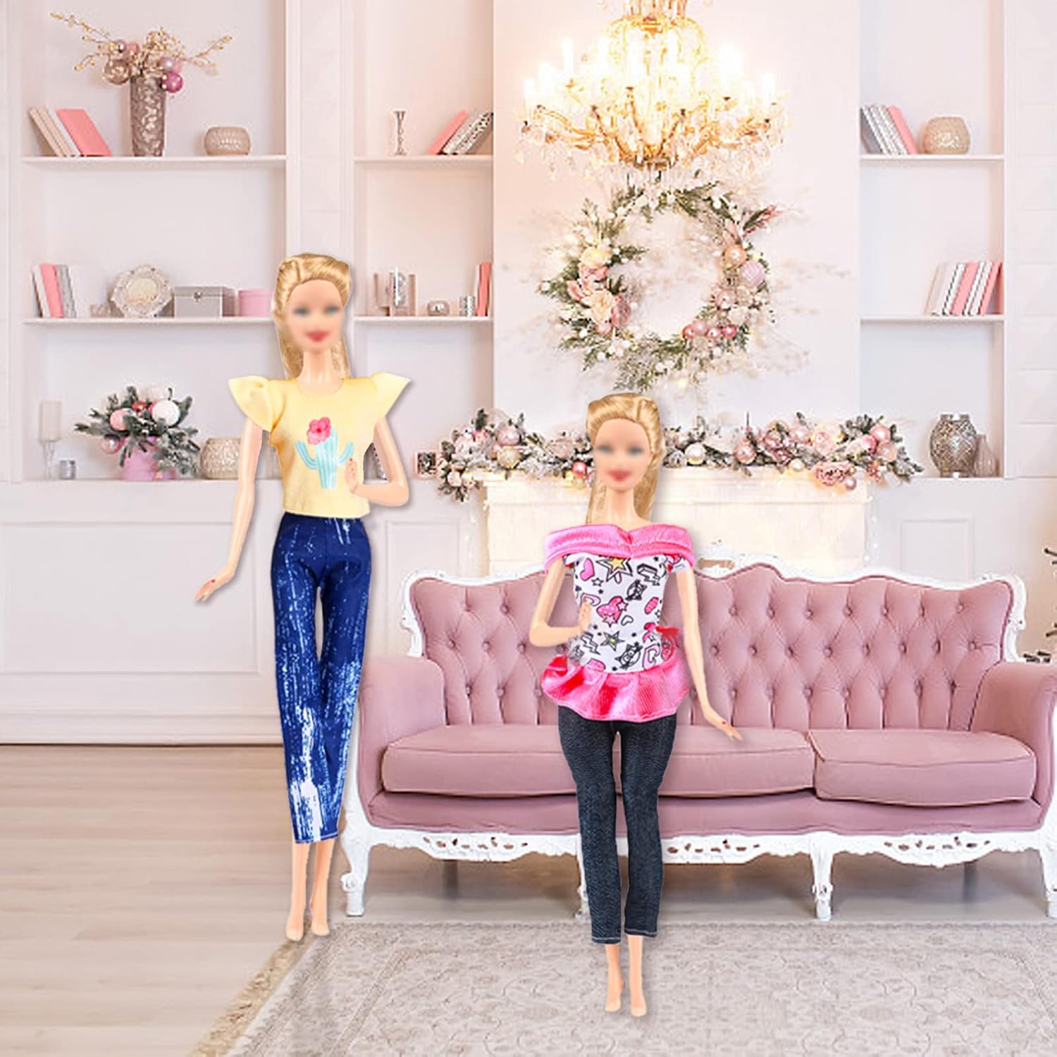 Pack Barbie compatible 21 pièces avec robes, tenues et couronnes – Image 6