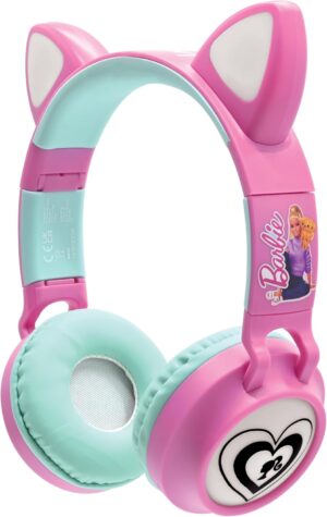 Casque audio Barbie 2-en-1 Bluetooth 5.3 et filaire avec oreilles de chat LED