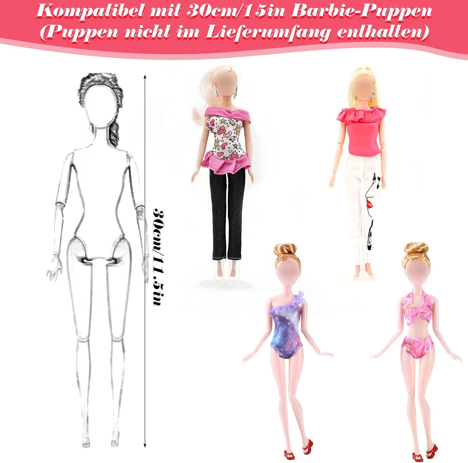 Ensemble Barbie 17 pièces avec robes à paillettes, maillots de bain et chaussures – Image 6