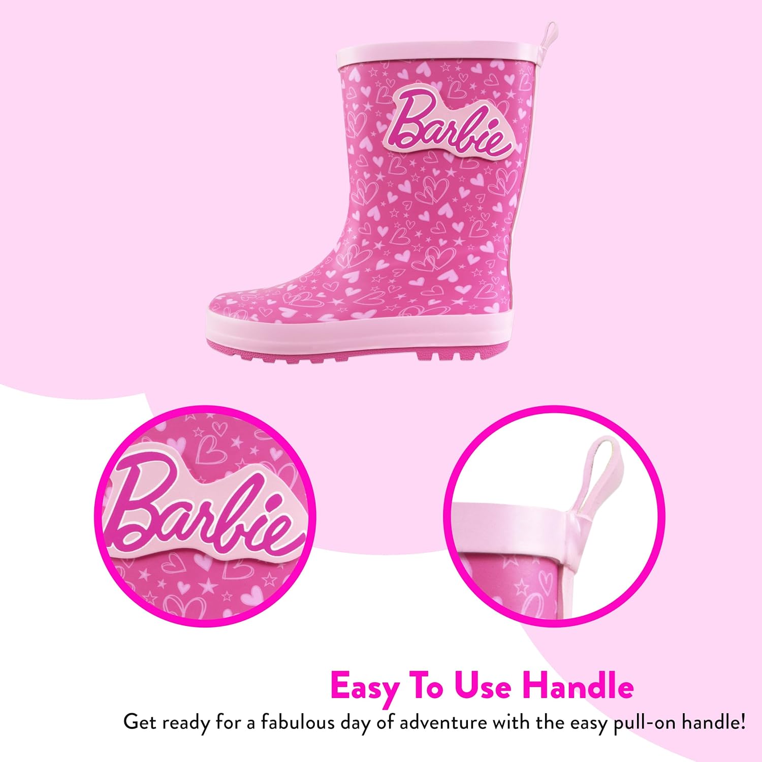 Bottes de pluie Barbie fille en caoutchouc rose – Image 5