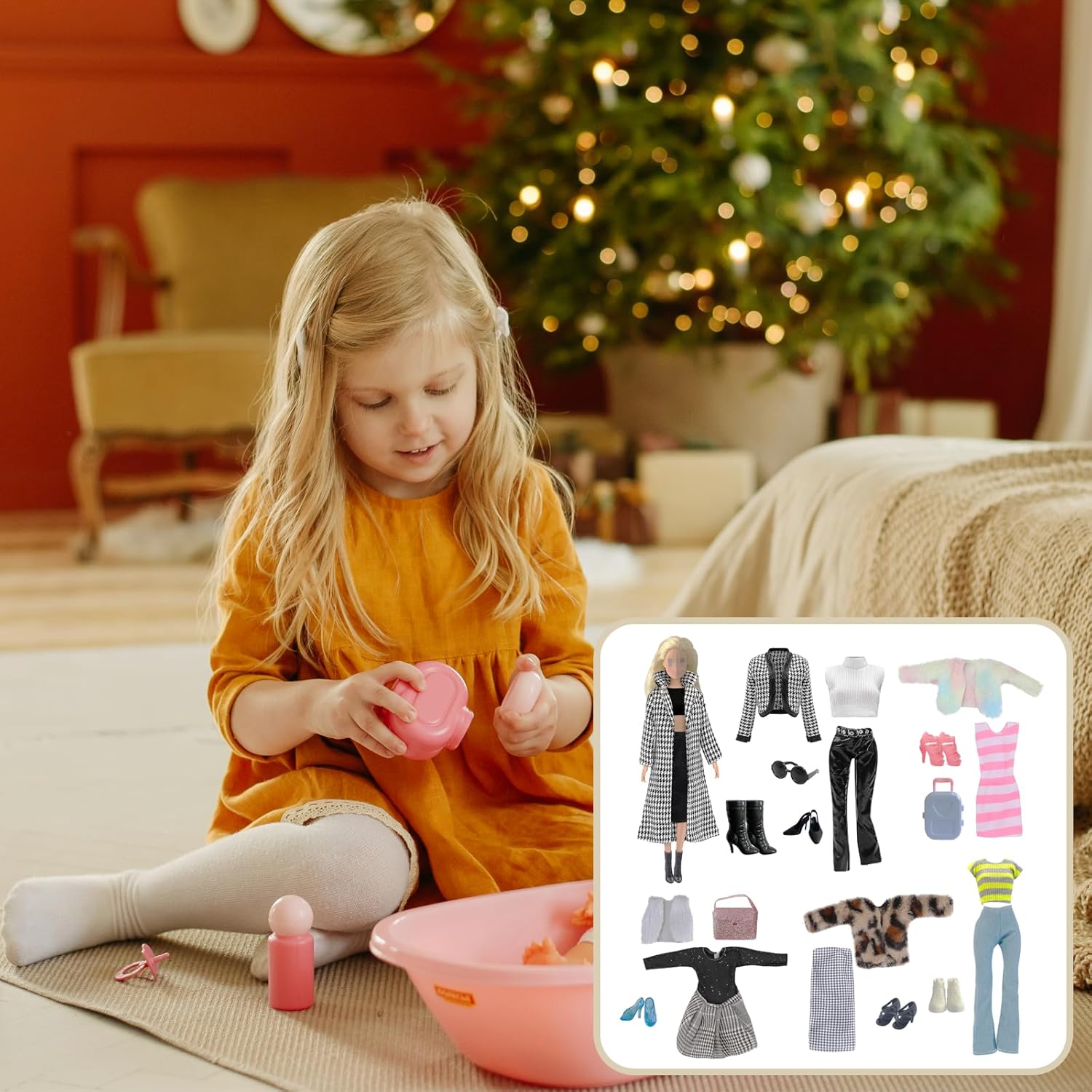 Ensemble Barbie compatible hiver avec valise, sac à main et 6 paires de chaussures – Image 7