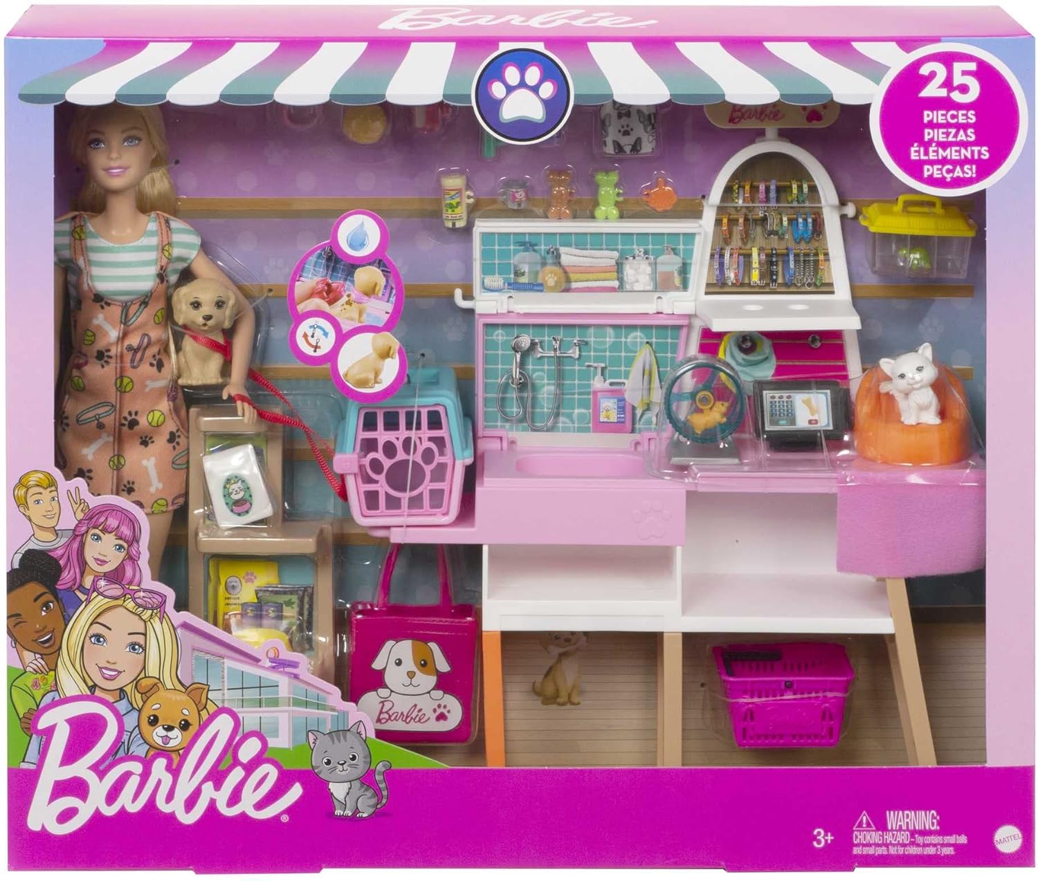 Barbie Coffret animalerie GRG90 avec 4 animaux et accessoires – Image 6