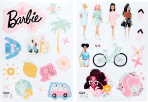 Stickers muraux Barbie réutilisables avec lettres et accessoires