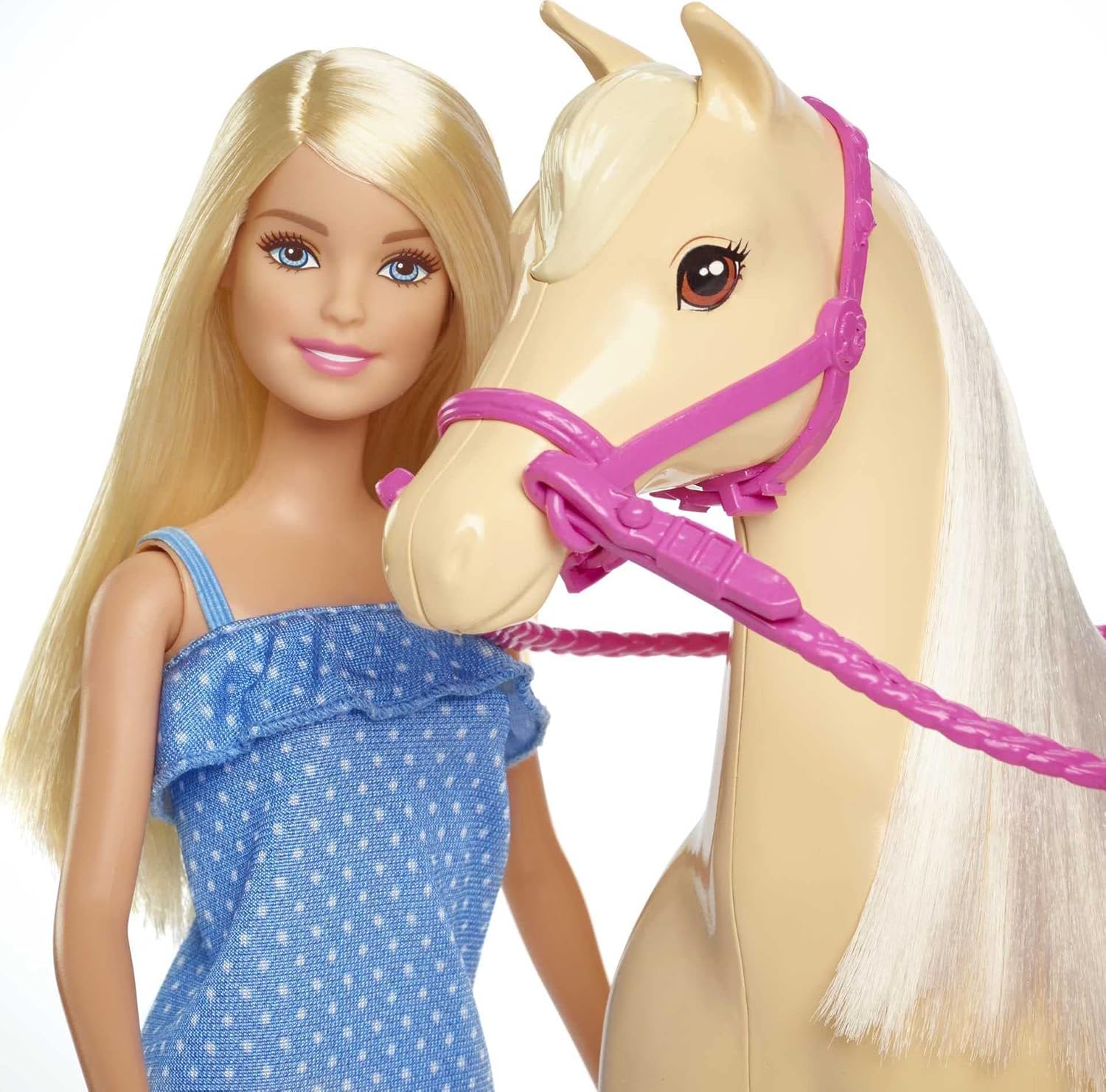 Barbie avec cheval crème et genoux articulés, poupée blonde FXH13 – Image 3
