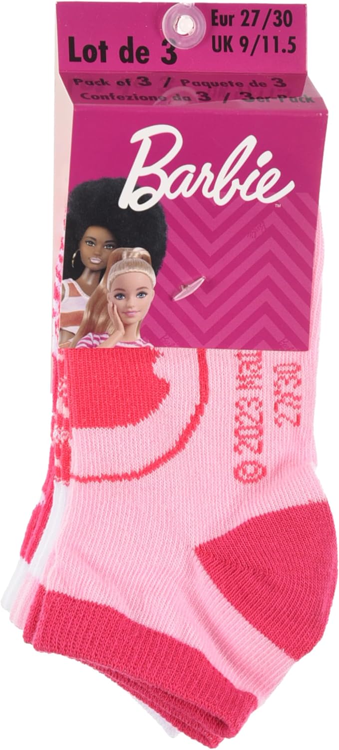 Barbie lot de 3 chaussettes cheville en coton rose 23-26 – Image 3
