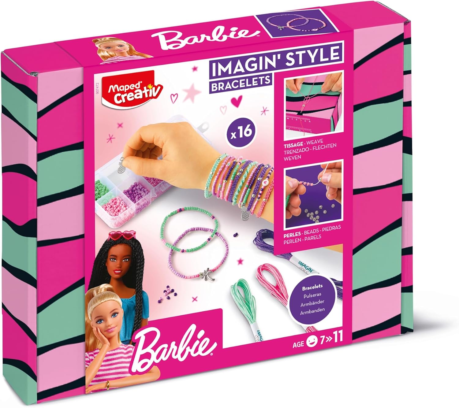Bracelets Barbie Imagin'Style, activité de tissage guidé pour 16 créations dès 7 ans