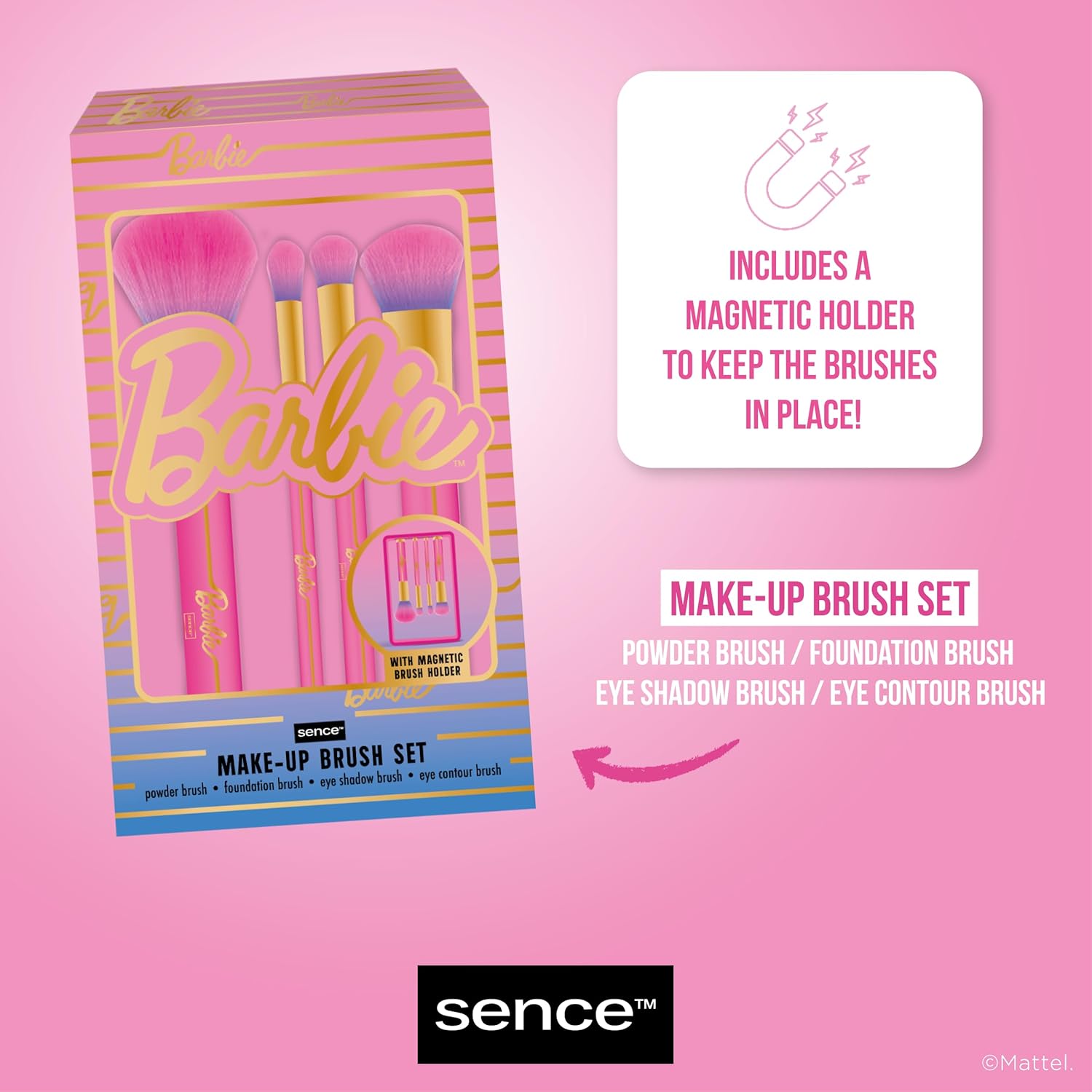 Barbie lot rose de 4 pinceaux maquillage Sence Beauty – Image 5