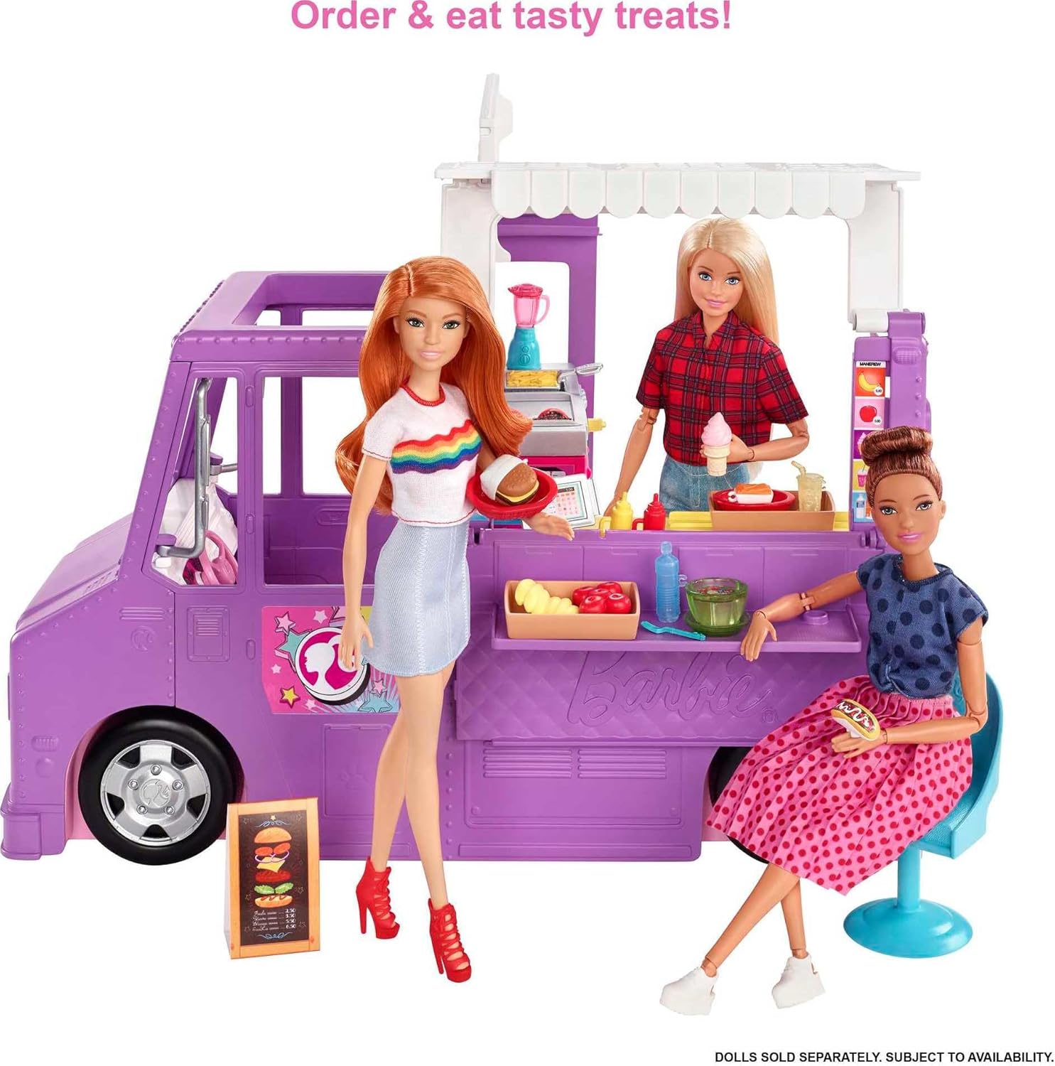 Barbie Food Truck violet transformable avec accessoires GMW07 – Image 4