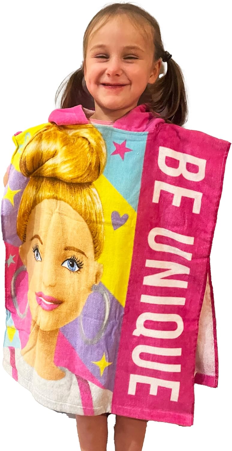 Poncho à capuche Barbie réversible rose, toucher doux – Image 5