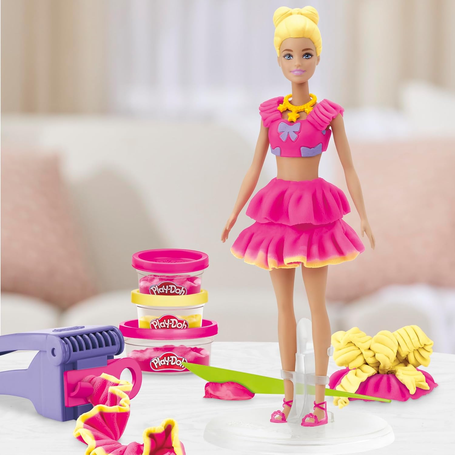 Barbie Play-Doh Dentelles et nœuds, coffret créatif avec poupée – Image 3