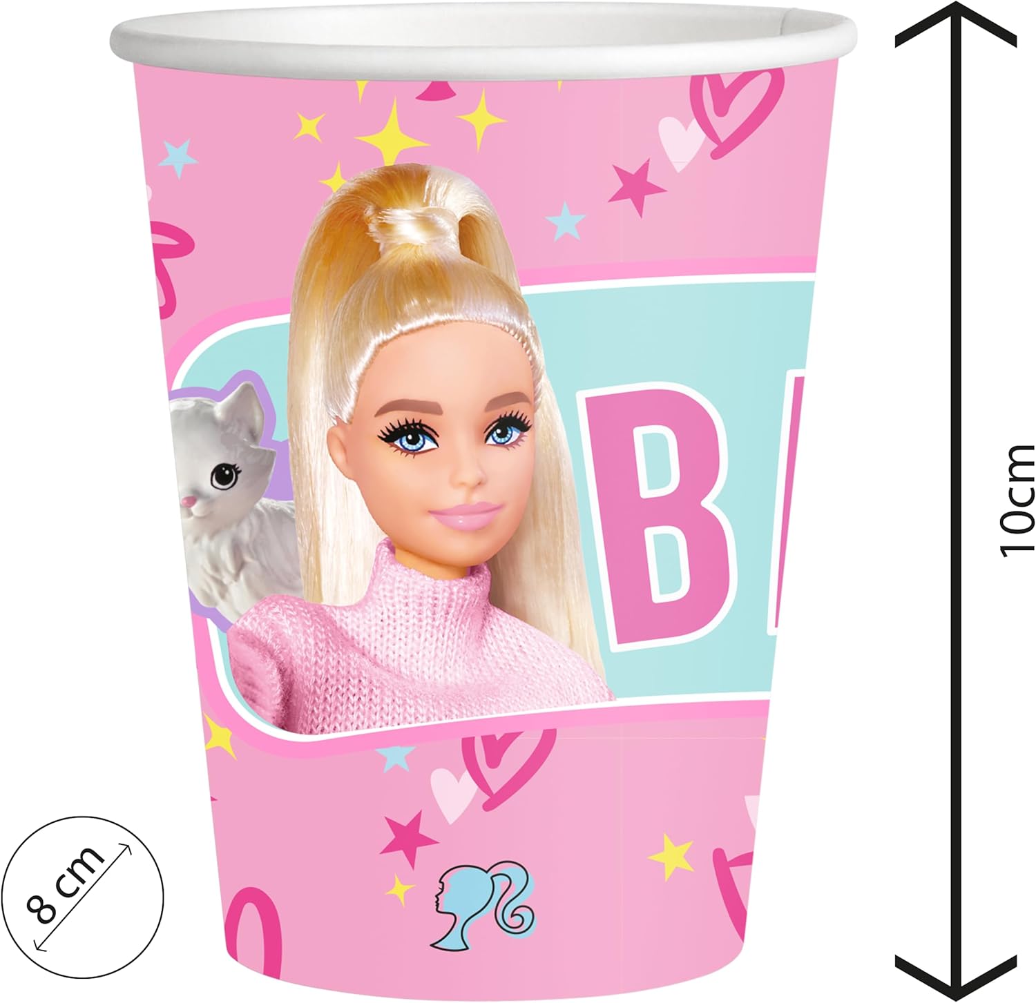 8 gobelets Barbie en carton, 250 ml – Image 5