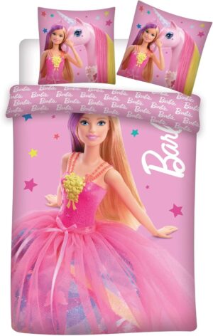 Parure de lit Barbie 100 % coton, 100 x 135 + 40 x 60 cm