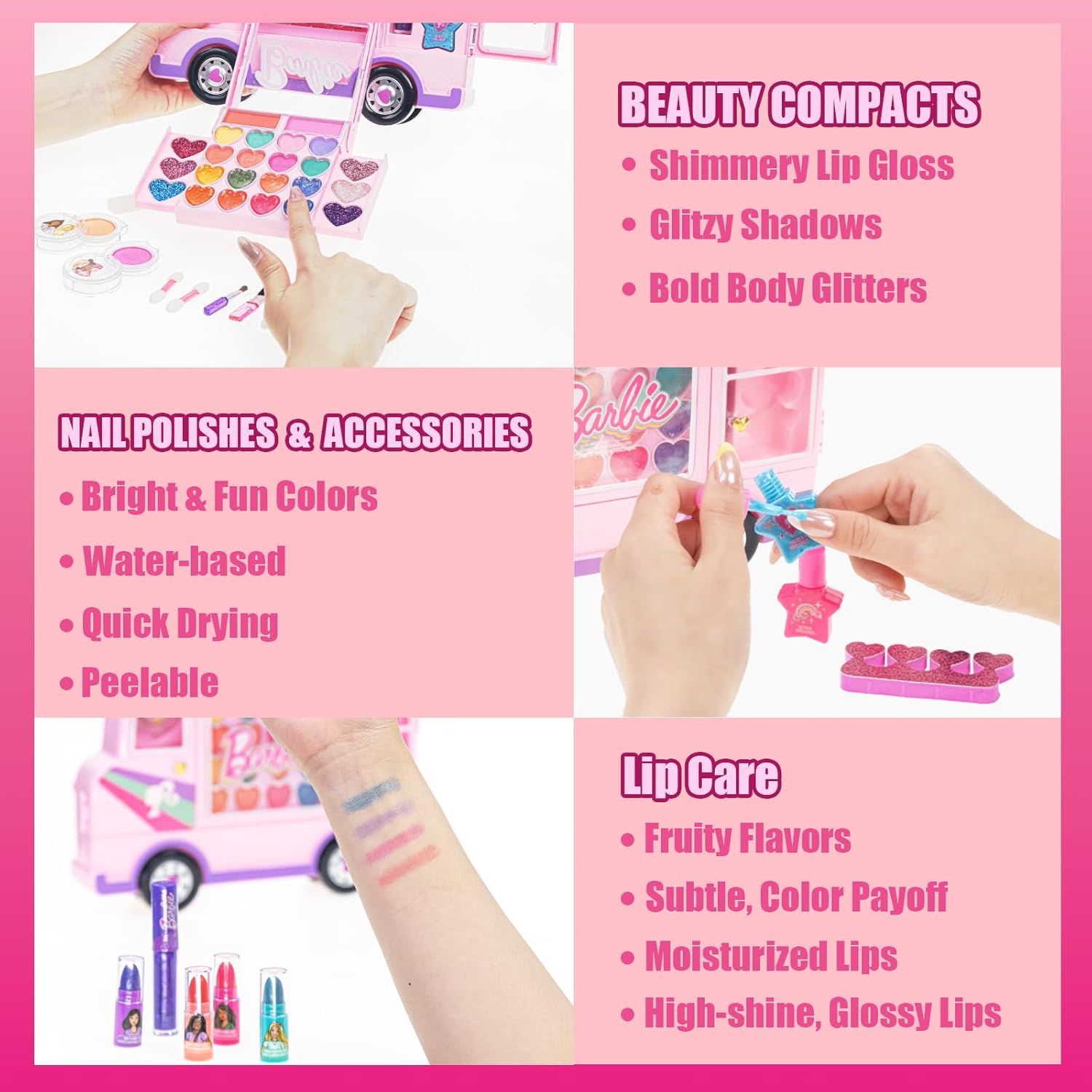 Coffret de maquillage Barbie lavable DIY pour filles de 6 à 12 ans – Image 4