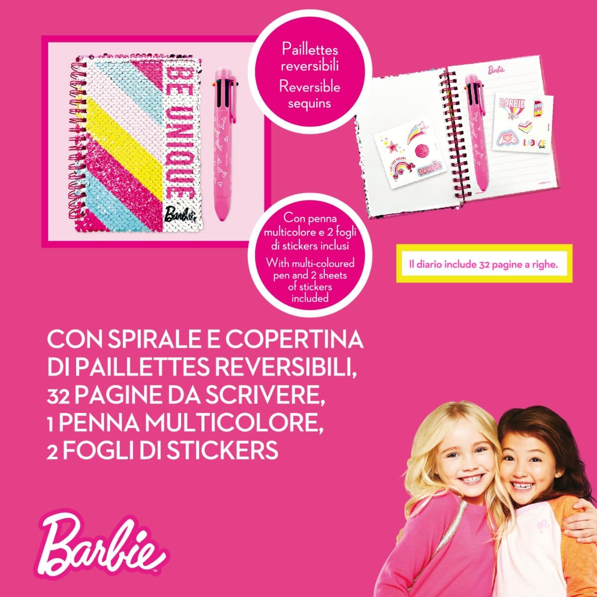 Journal de poche Barbie à paillettes réversibles, 32 pages – Image 3