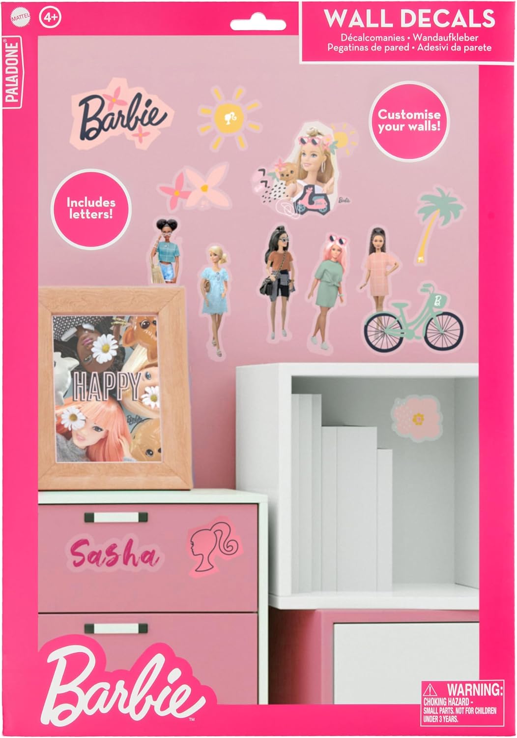 Stickers muraux Barbie réutilisables avec lettres et accessoires – Image 4