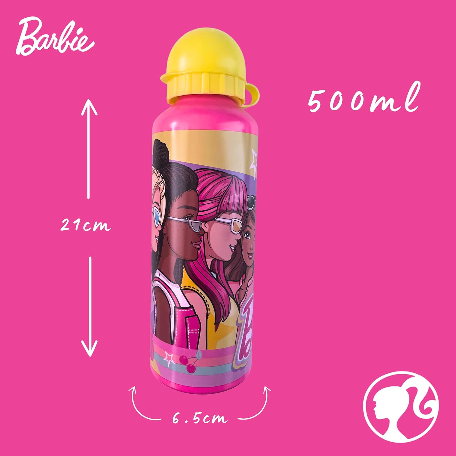 Gourde Barbie réutilisable en acier inoxydable 500 ml jaune – Image 6