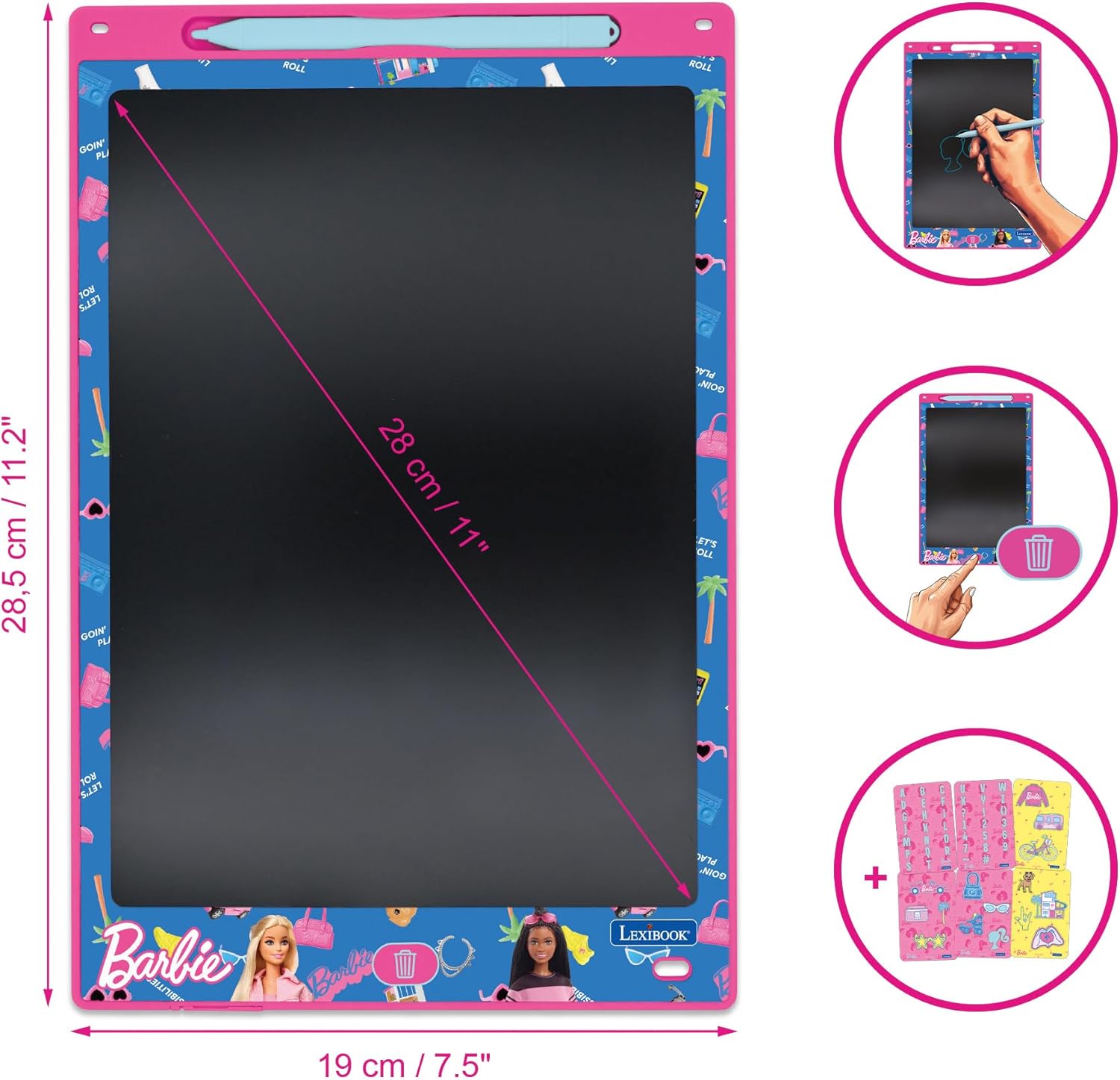 Ardoise magique Barbie Lexibook avec écran 28 cm, 1 stylet et 6 pochoirs – Image 2