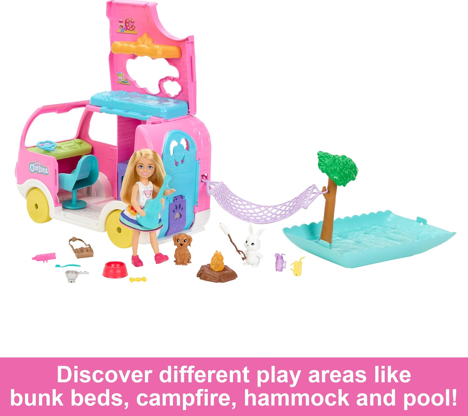 Camping-car Barbie Chelsea 2-en-1 avec 15 accessoires – Image 5