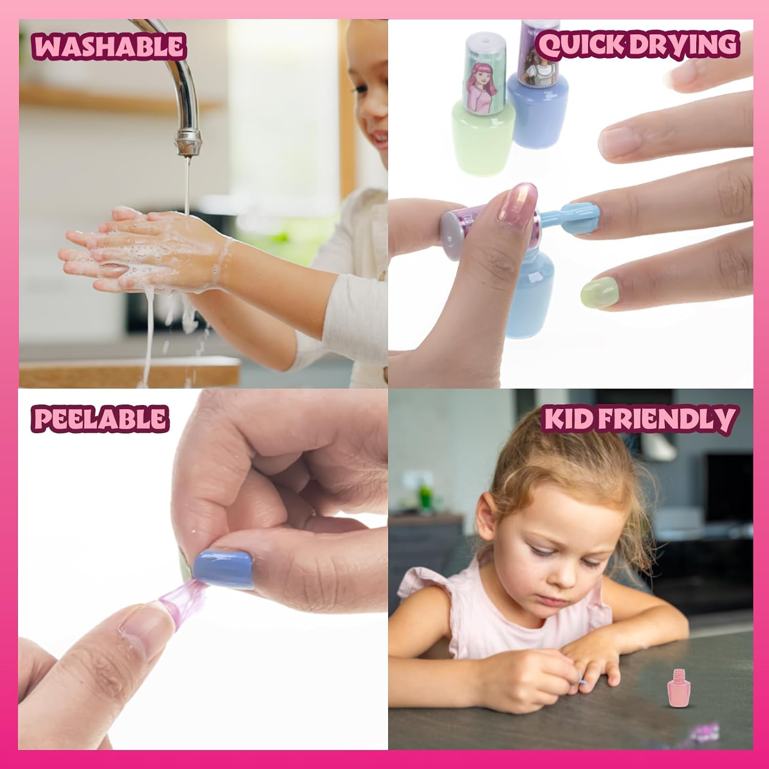 Barbie - Coffret vernis à ongles à base d'eau avec sèche-ongles pour enfants – Image 3