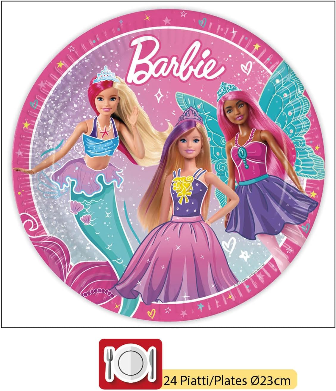 Barbie Fantasy, kit de vaisselle de fête 88 pcs pour 24 personnes – Image 5