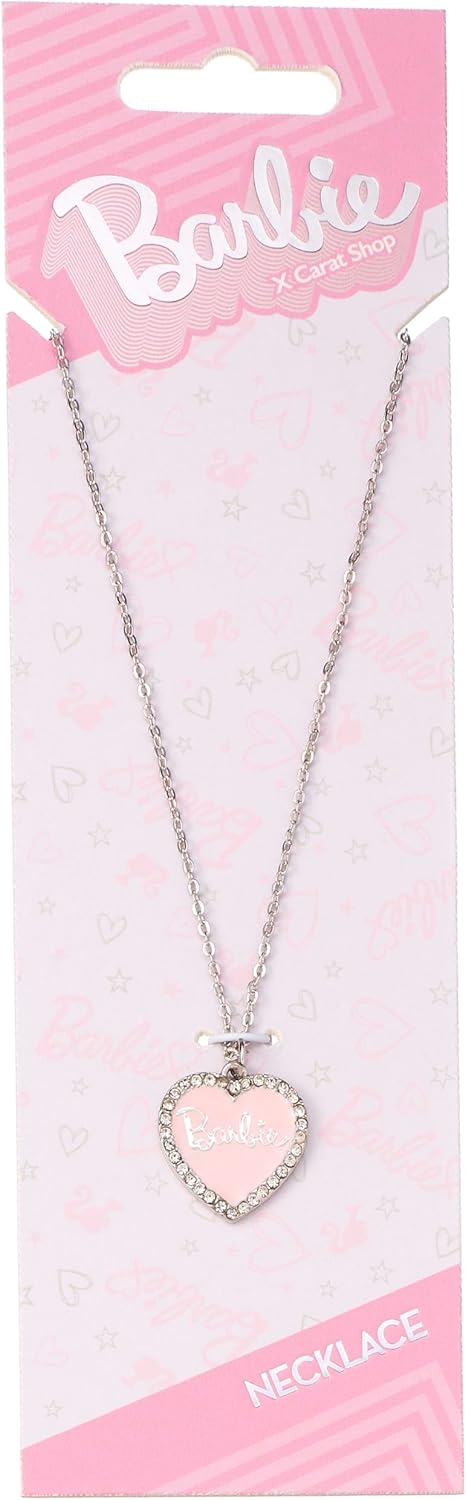 Barbie™ collier cœur en émail rose avec cristal, taille unique en zinc – Image 2
