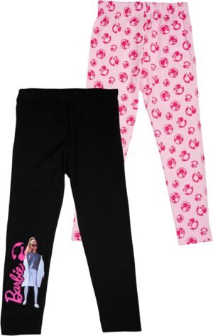Leggings Barbie rose/noir pour filles, pack de 2