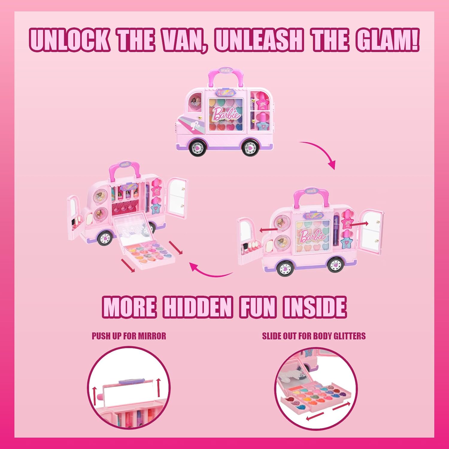 Coffret de maquillage Barbie lavable DIY pour filles de 6 à 12 ans – Image 5