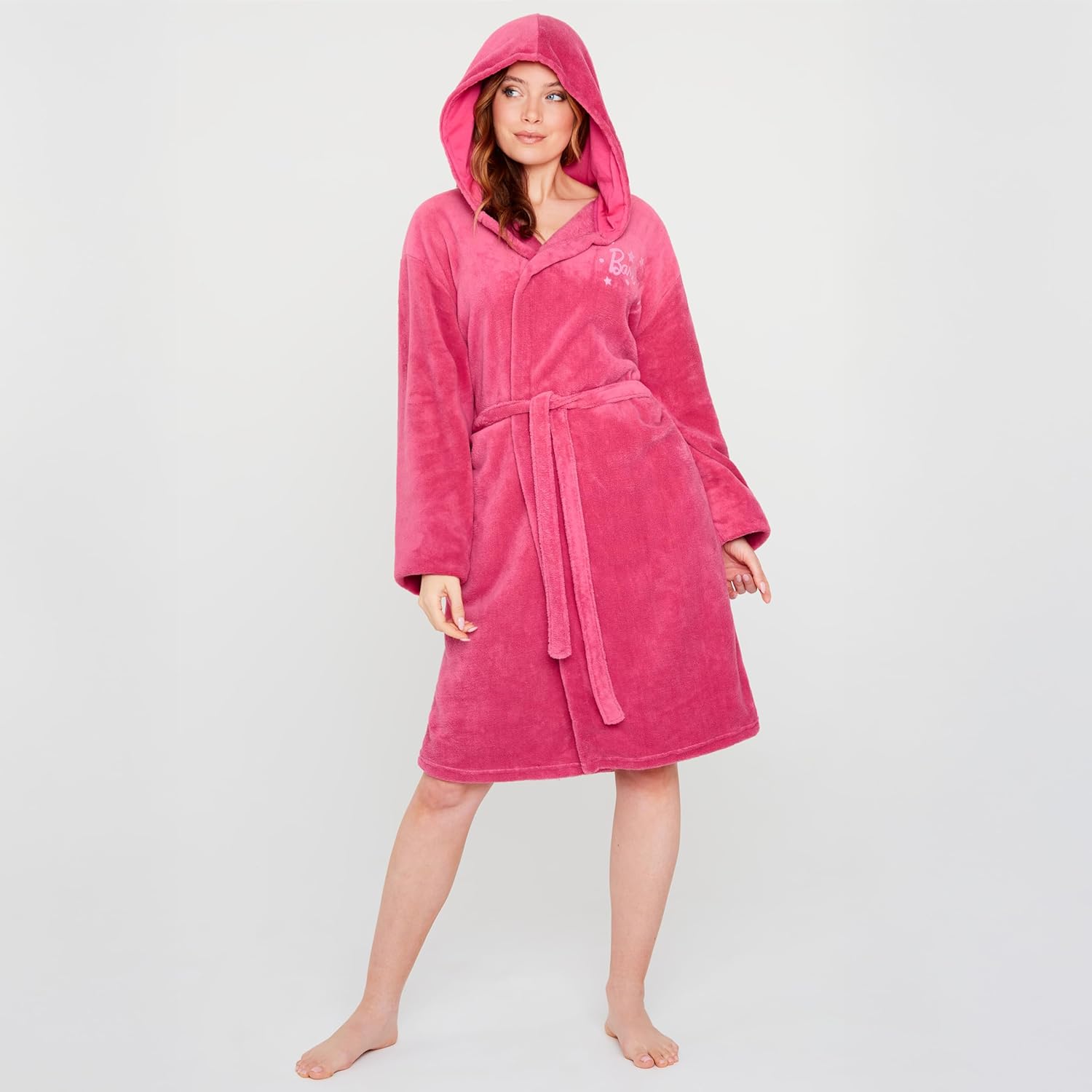Peignoir Barbie à capuche pour femme, robe de chambre rose – Image 4