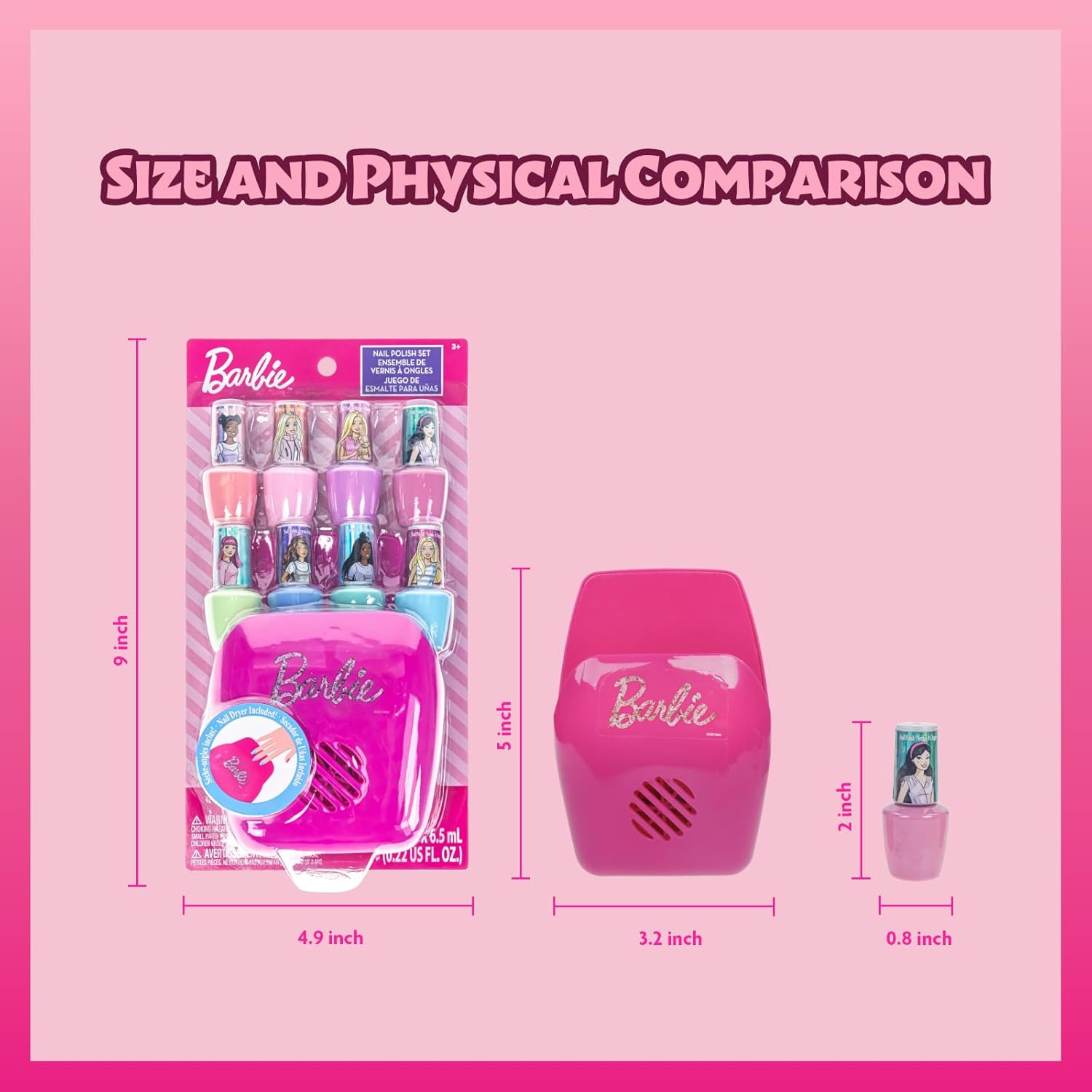 Barbie - Coffret vernis à ongles à base d'eau avec sèche-ongles pour enfants – Image 8