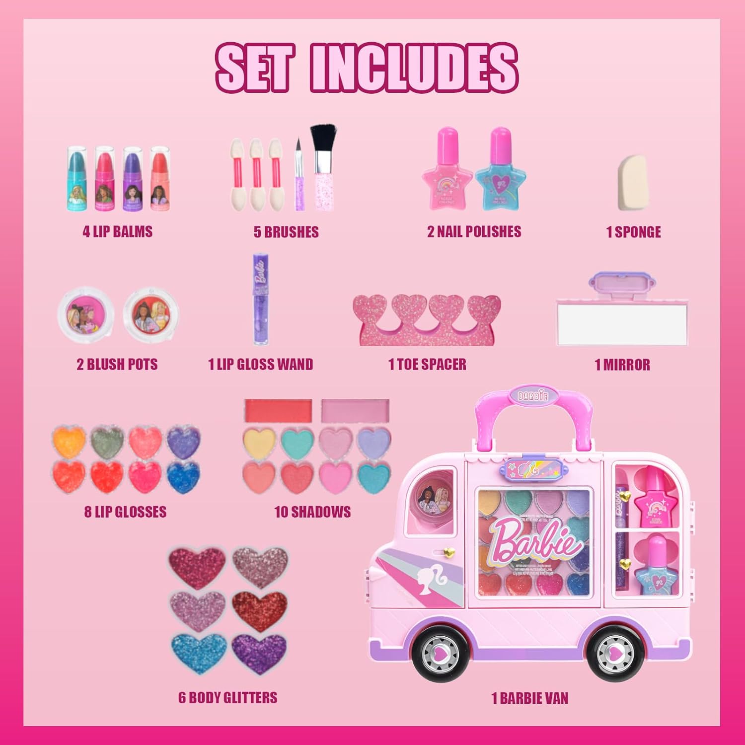 Coffret de maquillage Barbie lavable DIY pour filles de 6 à 12 ans – Image 2