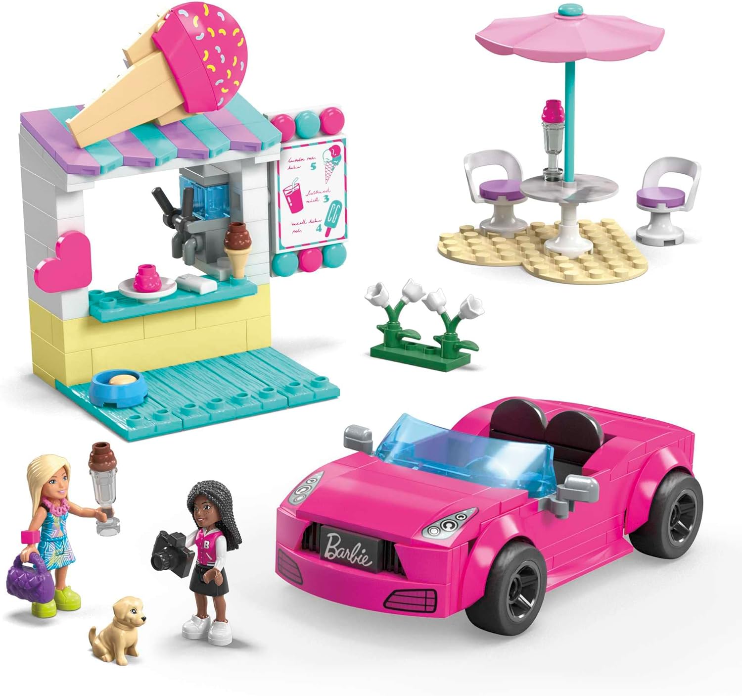Barbie décapotable rose convertible avec stand de glaces, 225 blocs – Image 2