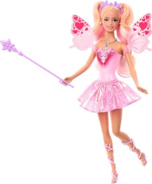 Barbie Fée à changement de couleur avec baguette magique, ailes et accessoires de mode JCP76