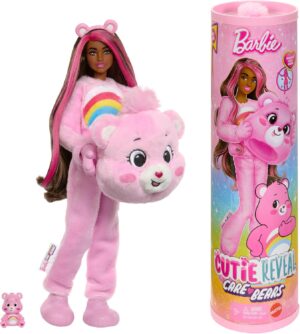 Barbie Cutie Reveal Bisounours, poupée Toucalin rose avec 10 surprises
