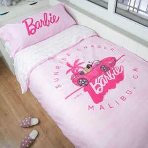 Housse de couette Barbie TM Malibu 003 rose en 100% Coton pour lit de 90 cm
