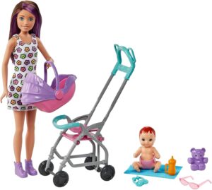 Barbie Skipper coffret baby-sitter avec poussette, bébé et 5 accessoires