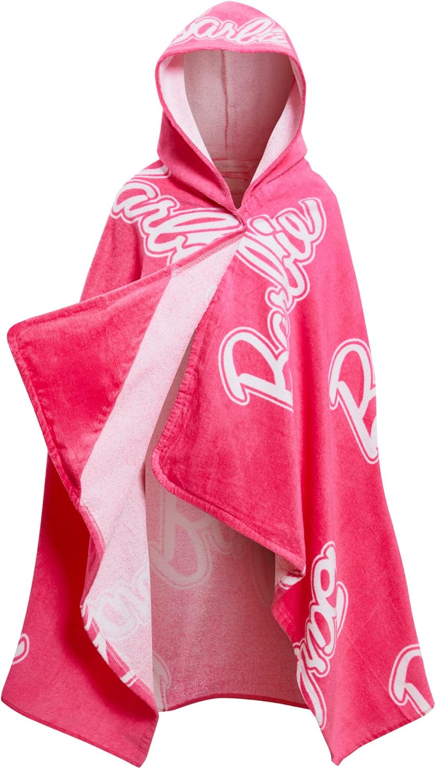 Serviette poncho à capuche Barbie rose 2 en 1 en 100% coton – Image 6