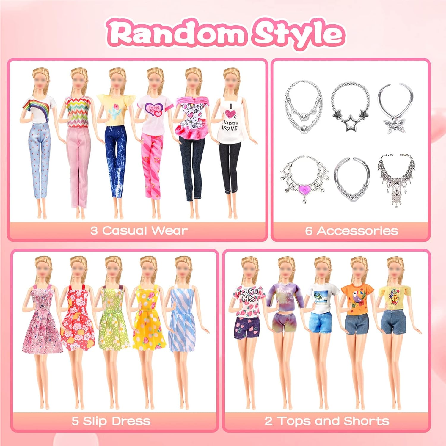 Pack Barbie compatible 21 pièces avec robes, tenues et couronnes – Image 2