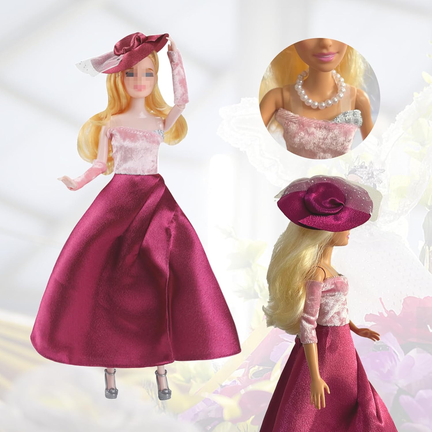Set de mode Barbie robe rose, 5 tenues, 6 paires de chaussures et valise – Image 2