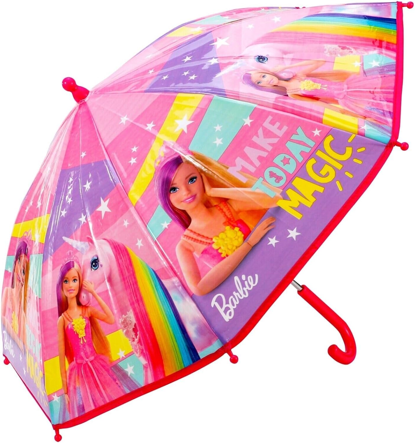 Parapluie Barbie rose à motif licorne, pliable – Image 2