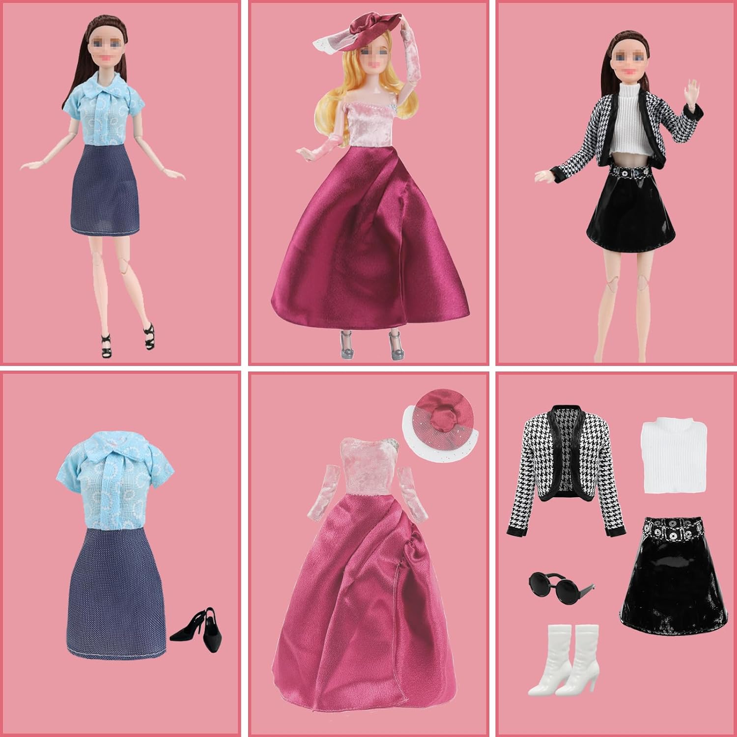 Set de mode Barbie robe rose, 5 tenues, 6 paires de chaussures et valise – Image 5