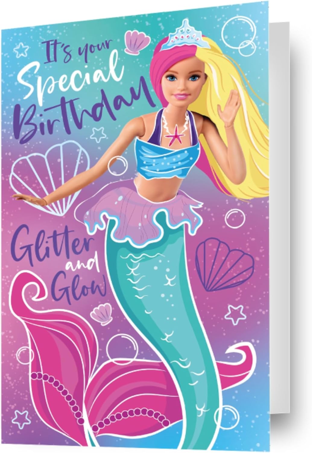 Carte d'anniversaire Barbie multicolore 17,8 x 15,2