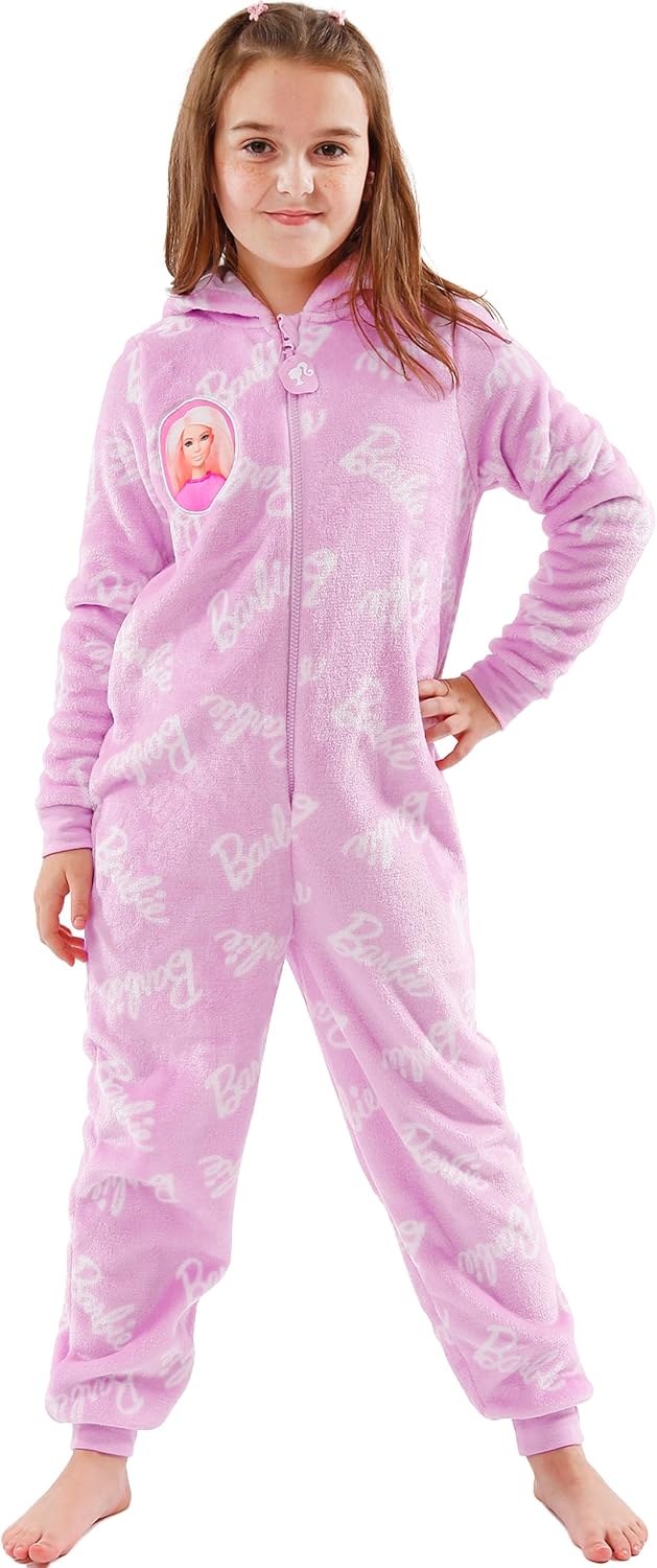 Combinaison Barbie rose en polaire pour fille – Image 2