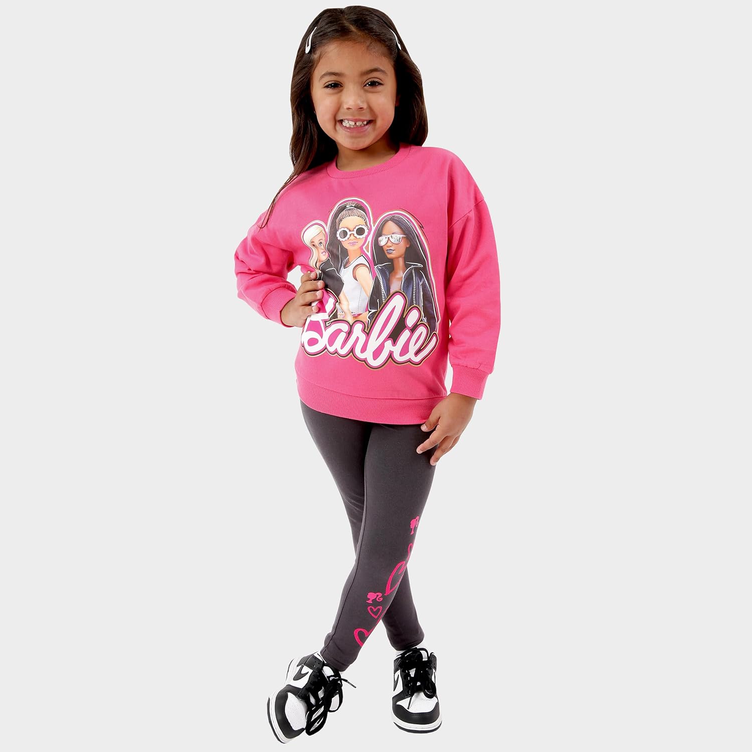 Ensemble Barbie avec sweat-shirt rose et leggings pour fille – Image 3