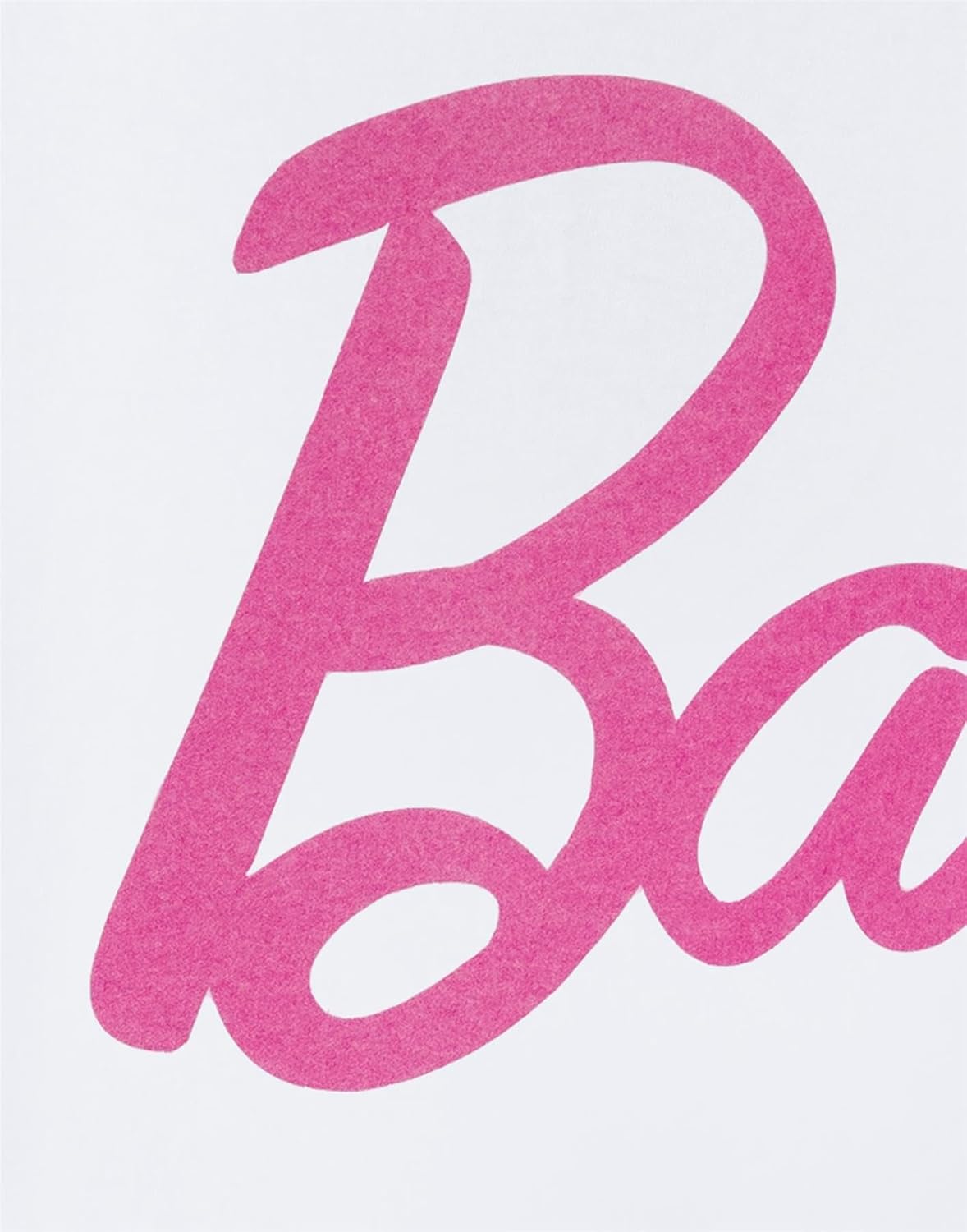 Tee shirt Barbie blanc à manches courtes avec logo rose pour femme – Image 7