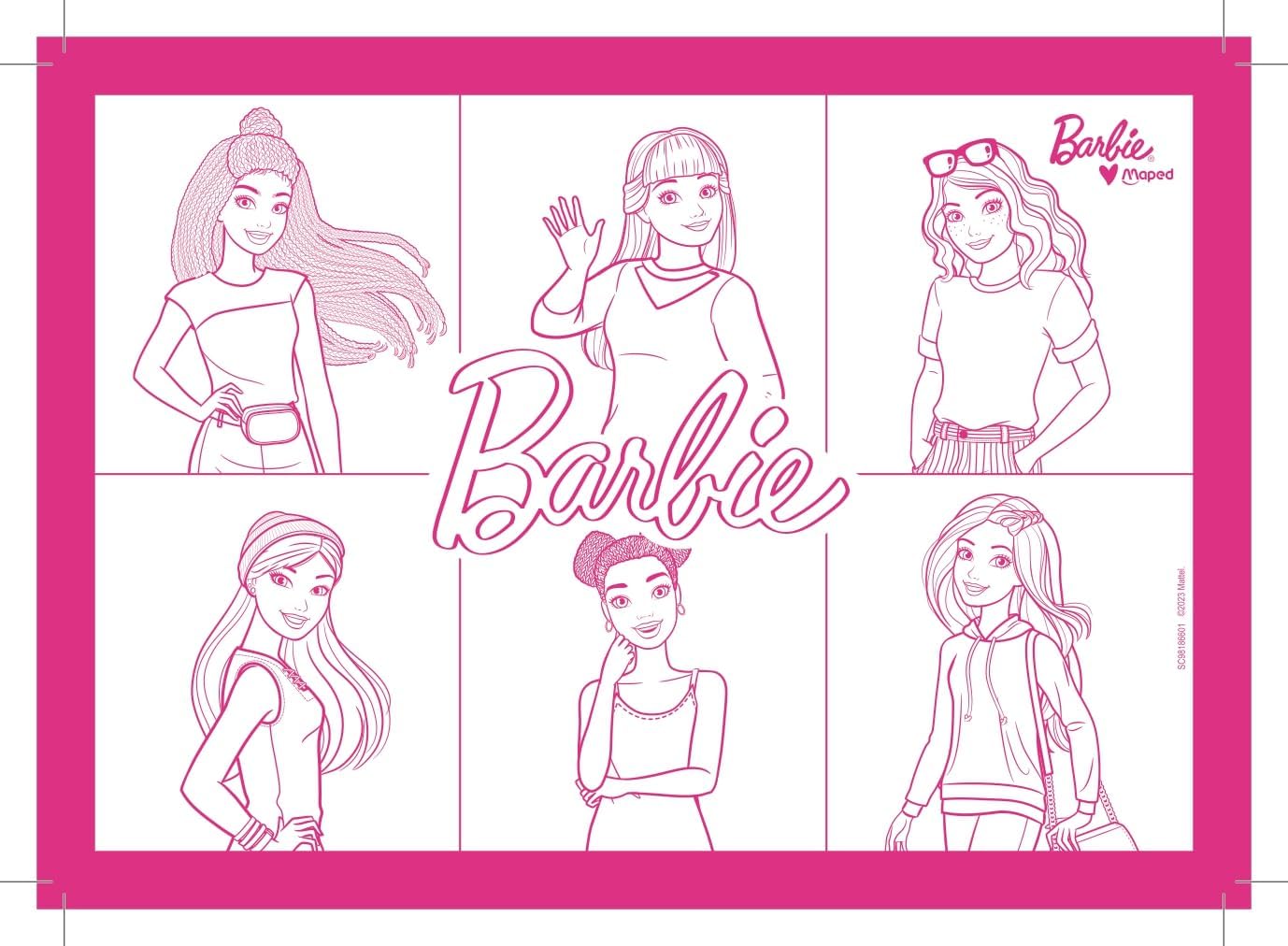 Coffret de coloriage Barbie Maped avec crayons, feutres et ciseaux 13cm – Image 7